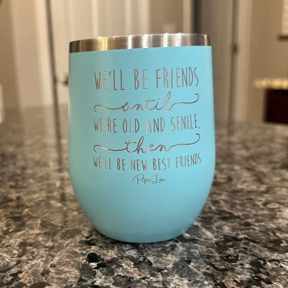12oz women’s funny wine tumbler with lid, aqua color, stainless steel, new